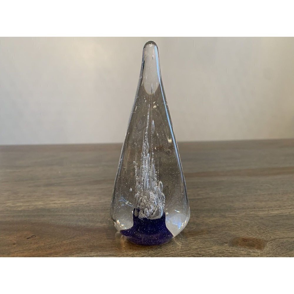 Vtg Marian Pyrcak Poland Art Glass Paperweight Teardrop Sticker Signed MP